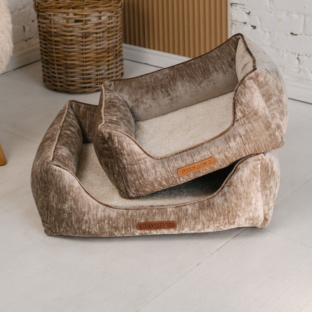 Pawearea Phoebe Luxus-Hundebett – Premium-Samt, handgefertigt in Europa, moderner Designer-Stil