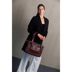 Pawearea Dog Carrier Bag, Embossed Python Leather, Bordeaux | PAWEAREA