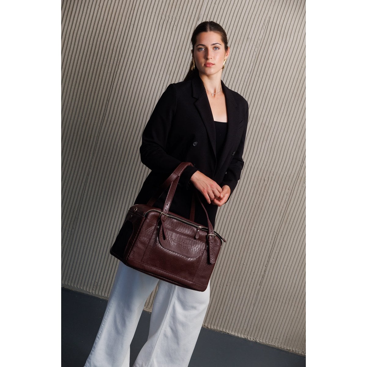Pawearea Dog Carrier Bag, Embossed Python Leather, Bordeaux | PAWEAREA