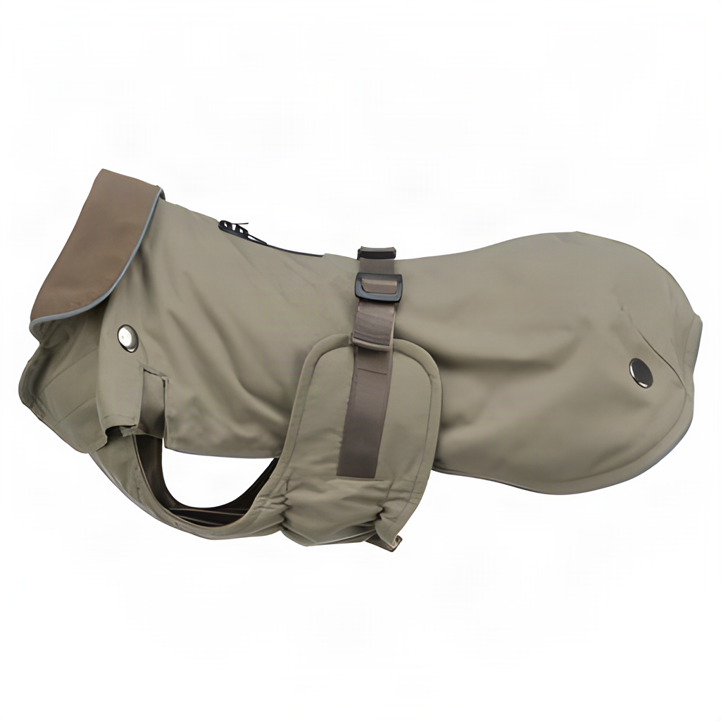 Trixie manteau Hermy pour teckels et chiens fins – réfléchissant, vert olive